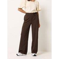 Pixiegirl Petite Soft Touch Wide Leg Trousers - Brown