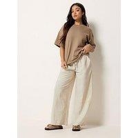 Pixiegirl Petite Beaded Wide Leg Trousers - Cream