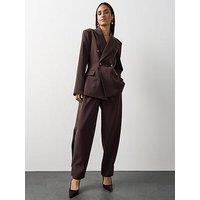 Michelle Keegan Premium Button Hem Trouser - Brown