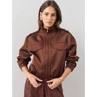 The Very Collection Womens Relaxed Zip-Through Bomber Jacket - Brown