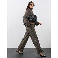 The Very Collection Womens Check Wide Leg Trousers - Grey