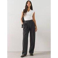 The Very Collection Women'S Three Pleat Pinstripe Barrel Leg Trousers - Black