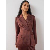 The Very Collection Womens Satin Double Breasted Longline Suit Jacket - Brown