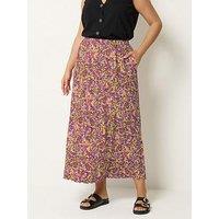 Yours Curve Lace Hem Gathered Skirt - Pink