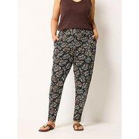Yours Curve Double Pleat Harem Ikat Trousers Short