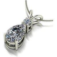 Moissanite 9Ct White Gold Pear And Round Moissanite Pendant And Chain