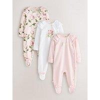 Ted Baker Baby Girls Floral 3 Pack Sleepsuits - Pink