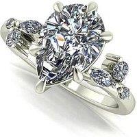 Moissanite 9Ct White Gold Lady Lynsey 4Ct Total Pear Shaped Moissanite Solitaire Ring