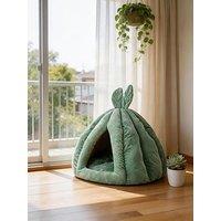 Living And Home Green Pumpkin-Shaped Cat Cave Bed With Removable Cushion, 50Cm W X 50Cm D X 45Cm H