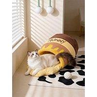 Living And Home Soft Plush Honey Jar Pet Sleeping Bed With Removable Cushion For Small Pets, 35Cm W X 42Cm D