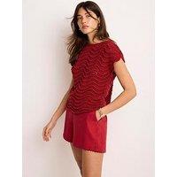 Mint Velvet Sparkle Stitch Top - Red