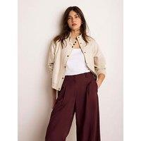 Mint Velvet Neutral Cotton Bomber Jacket