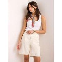 Mint Velvet Ivory Denim Mid Length Shorts - White