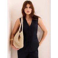 Mint Velvet Navy Longline Rami Waistcoat