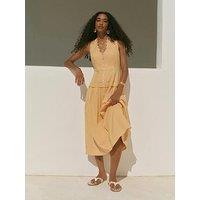 Mint Velvet Drop Waist Midi Dress - Yellow