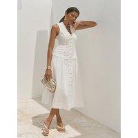 Mint Velvet Ivory Drop Waist Dress - White