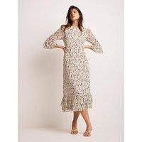 Mint Velvet Floral Print Ruffle Midi Dress