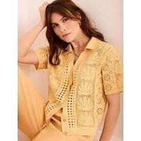 Mint Velvet Shell Crochet Shirt - Yellow