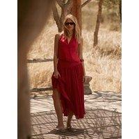 Mint Velvet Drop Waist Crinkle Skirt - Red