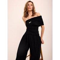 Mint Velvet Black One Shoulder Top