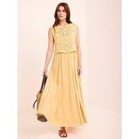 Mint Velvet Shell Crochet Dress - Yellow