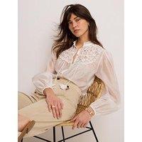 Mint Velvet Ivory Texture Cutwork Blouse