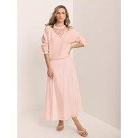 Mint Velvet A-Line Midi Skirt - Light Pink