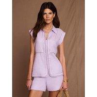 Mint Velvet Lilac Linen Trim Resort Shirt