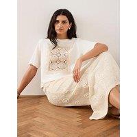 Mint Velvet Ivory Crochet Panel T-Shirt