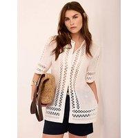 Mint Velvet Ivory Ramie Trim Resort Shirt