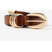 Mint Velvet Chunky Keeper Buckle Belt - Brown