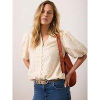 Mint Velvet Ivory Textured Floral Top