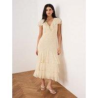 Mint Velvet Yellow Ruffle Spot Midi Dress