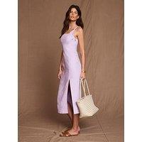 Mint Velvet Tie Lilac Linen Midi Dress - Purple