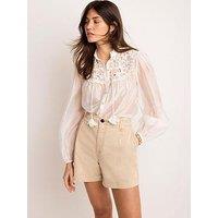 Mint Velvet Neutral Pleated Chino Short