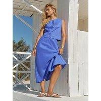 Mint Velvet Cobalt Linen Bias Skirt