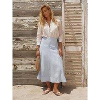 Mint Velvet Scallop Ramie Skirt - Blue