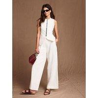 Mint Velvet Ivory Linen Pleat Leg Trouser