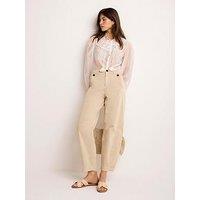 Mint Velvet Neutral Washed Barrel Chino - Cream