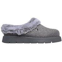 Skechers Bobs Keepsakes Lite B Bright Faux Fur Trim Mule Slippers - Grey