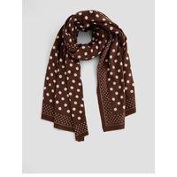 The Very Collection Lightweight Fringed Polka Dot Scarf - Brown