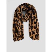 The Very Collection Lightweight Fringed Leopard Scarf - Brown