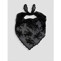 The Very Collection Lace Trim Satin Scarf - Black