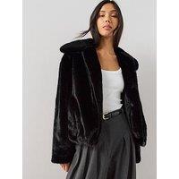 The Very Collection Zip Through Faux Fur Jacket - Black