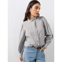 The Very Collection Frill Detail Checked Shirt - Blue