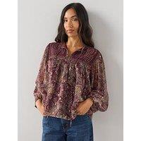 The Very Collection Embroidered Paisley Print Blouse - Red