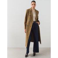 The Very Collection Womens Double Breasted Cinched Waist Longline Coat - Khaki