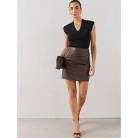 The Very Collection Pu Mini Skirt - Brown