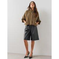 The Very Collection Womens Tailored Faux Leather Jorts - Black