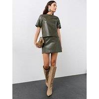 The Very Collection Pu Textured Mini Skirt - Green